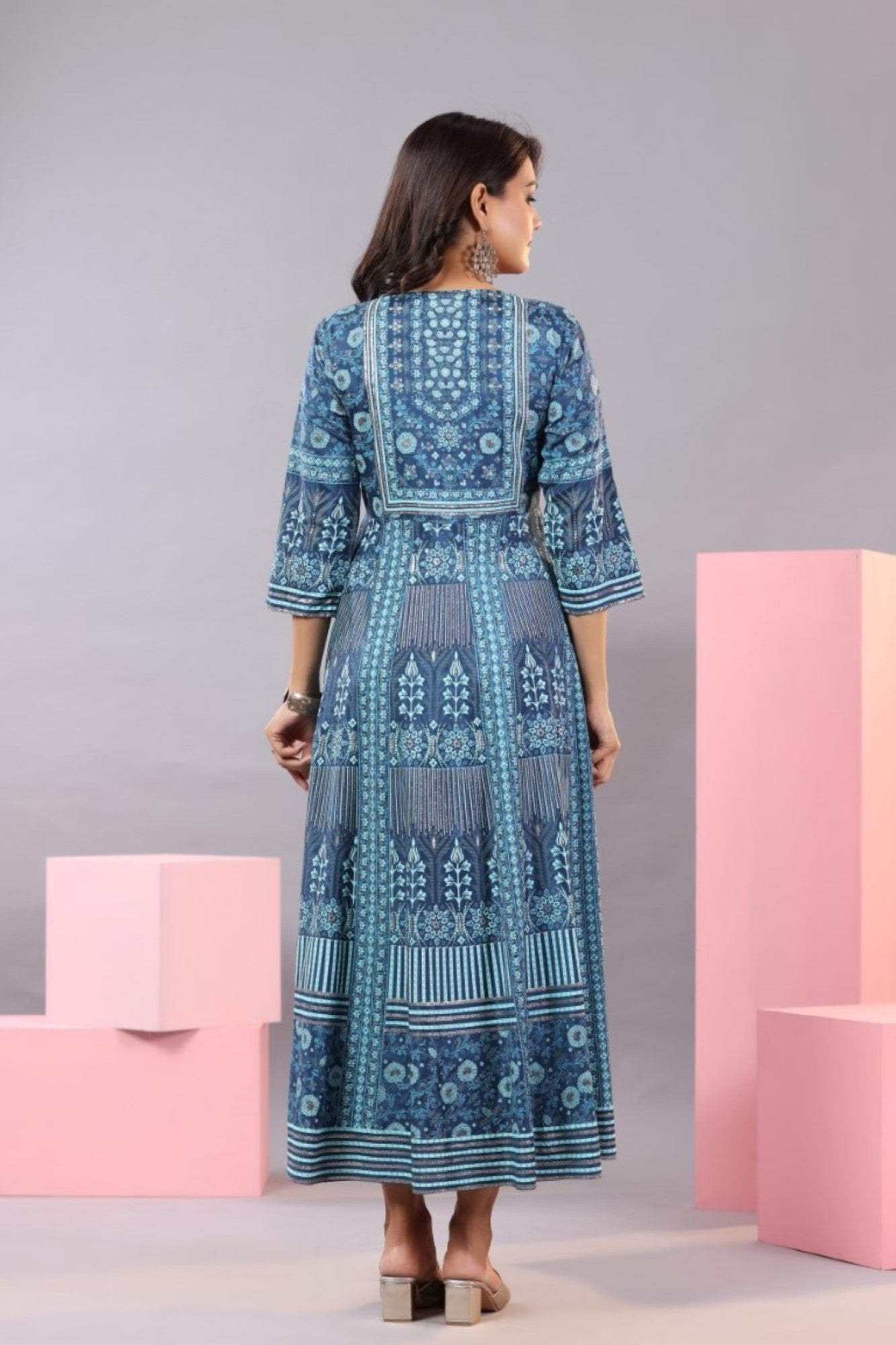 Blue Shantoon Floral Printed Maxi Dress - Image 2