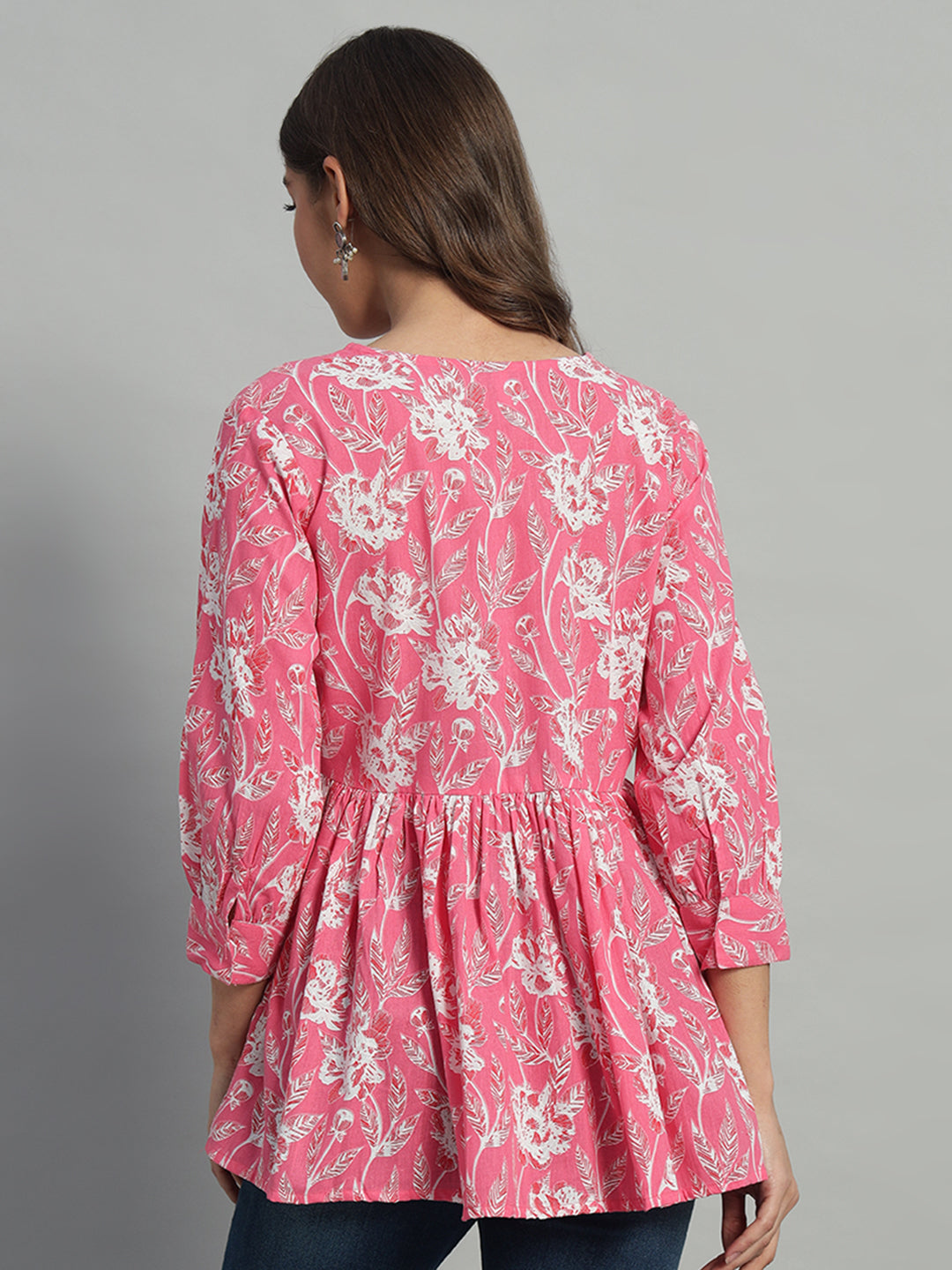 Cotton Printed V-Neck Top - Image 5