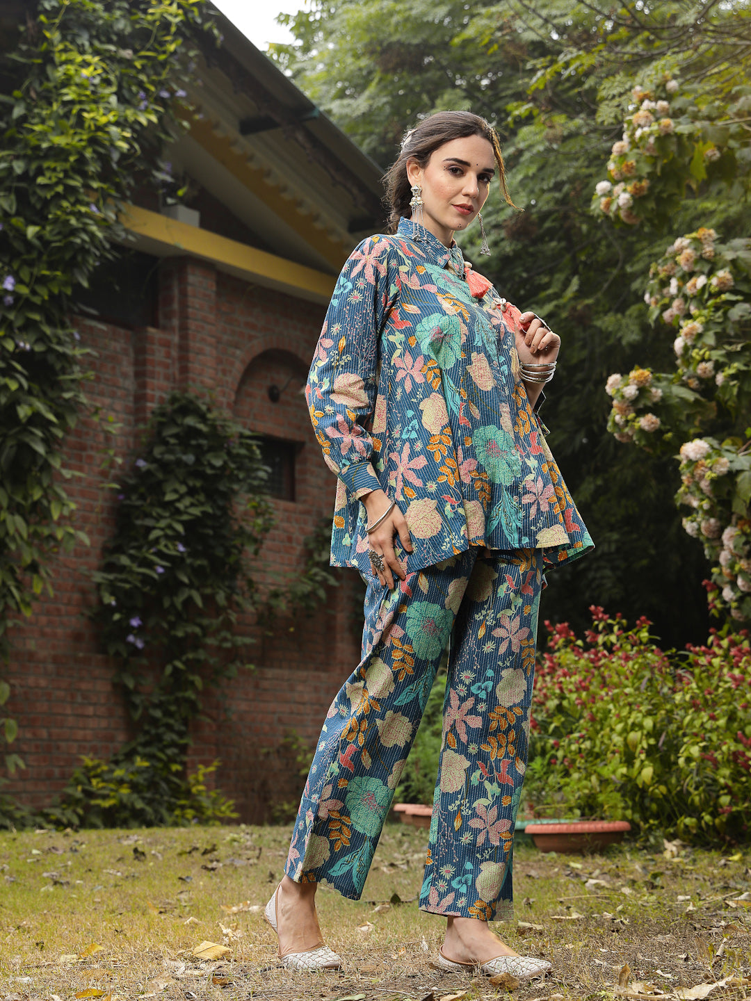 Multicolor Floral Printed Cotton Co-ord Set - Image 3