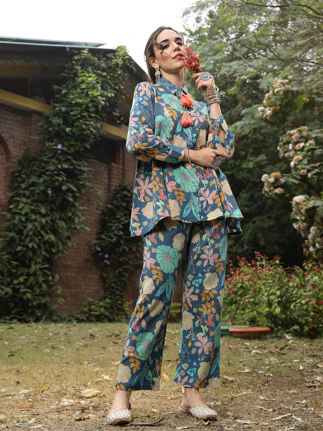 Multicolor Floral Printed Cotton Co-ord Set - Image 5