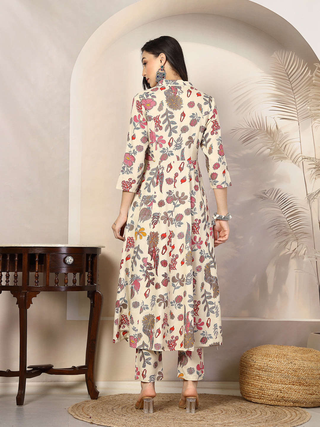Floral Printed Rayon A-Line Kurta Pant Set - Image 4