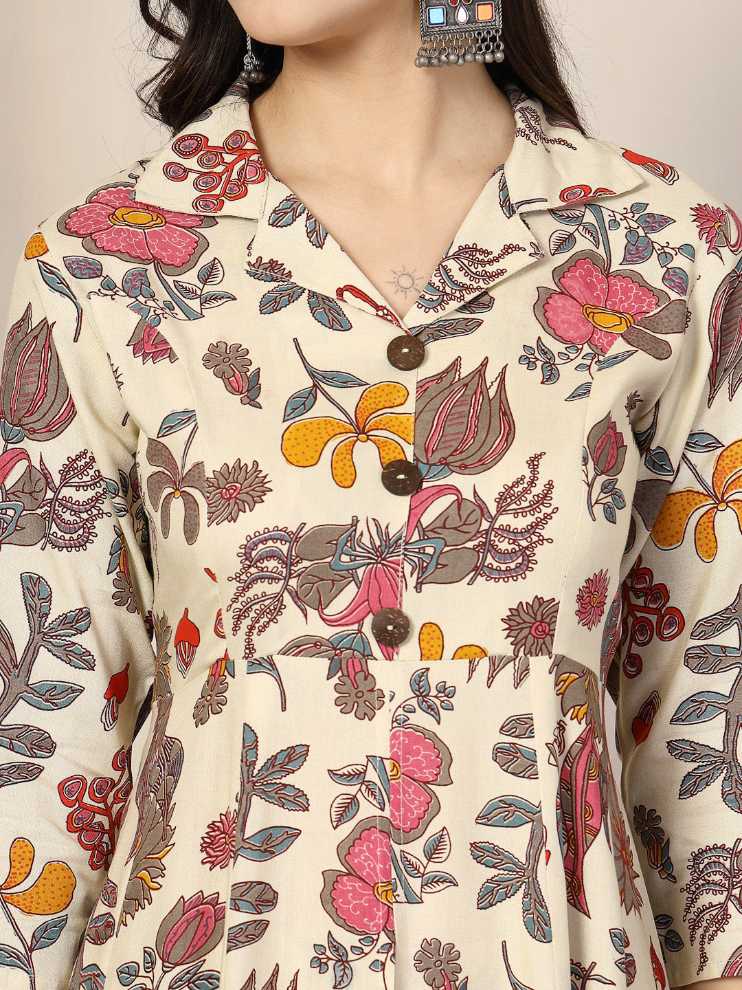 Floral Printed Rayon A-Line Kurta Pant Set - Image 5