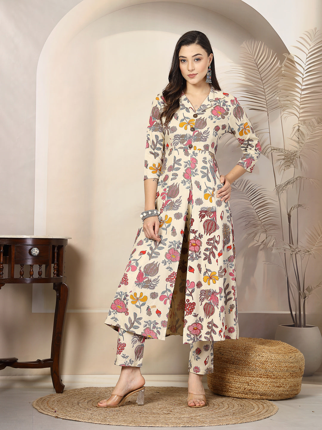Floral Printed Rayon A-Line Kurta Pant Set - Image 6