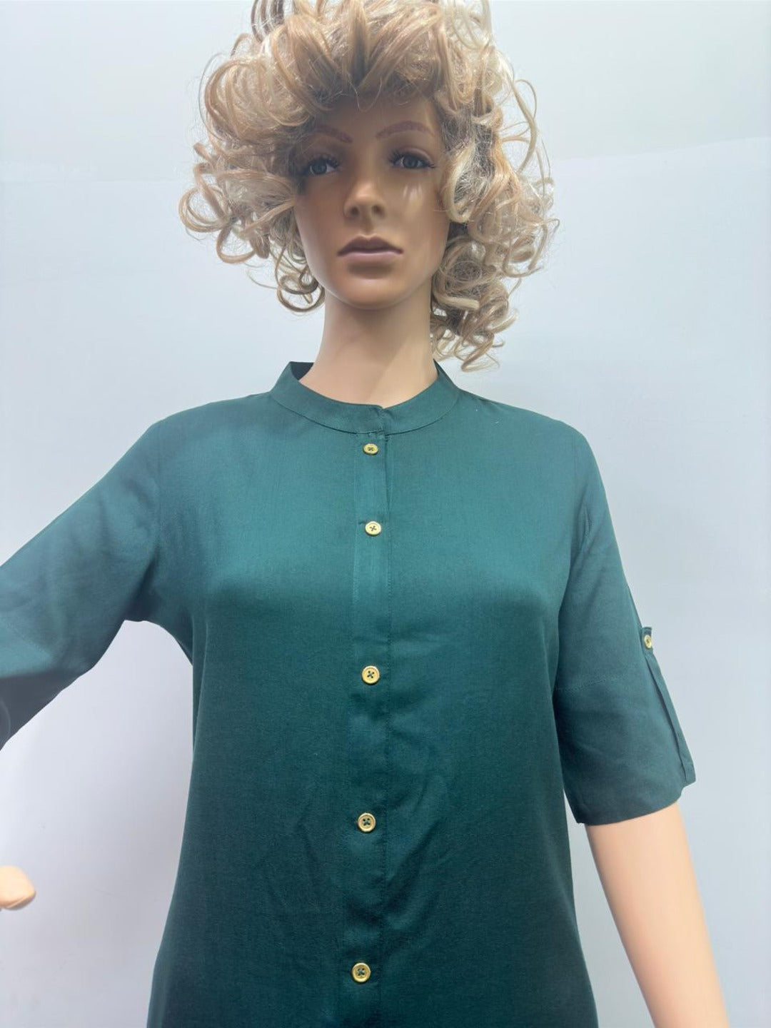 Green Plain Kurti - Image 2