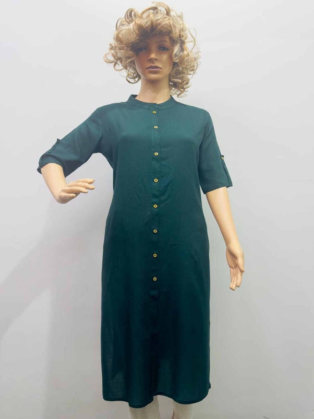 Green Plain Kurti - Image 3