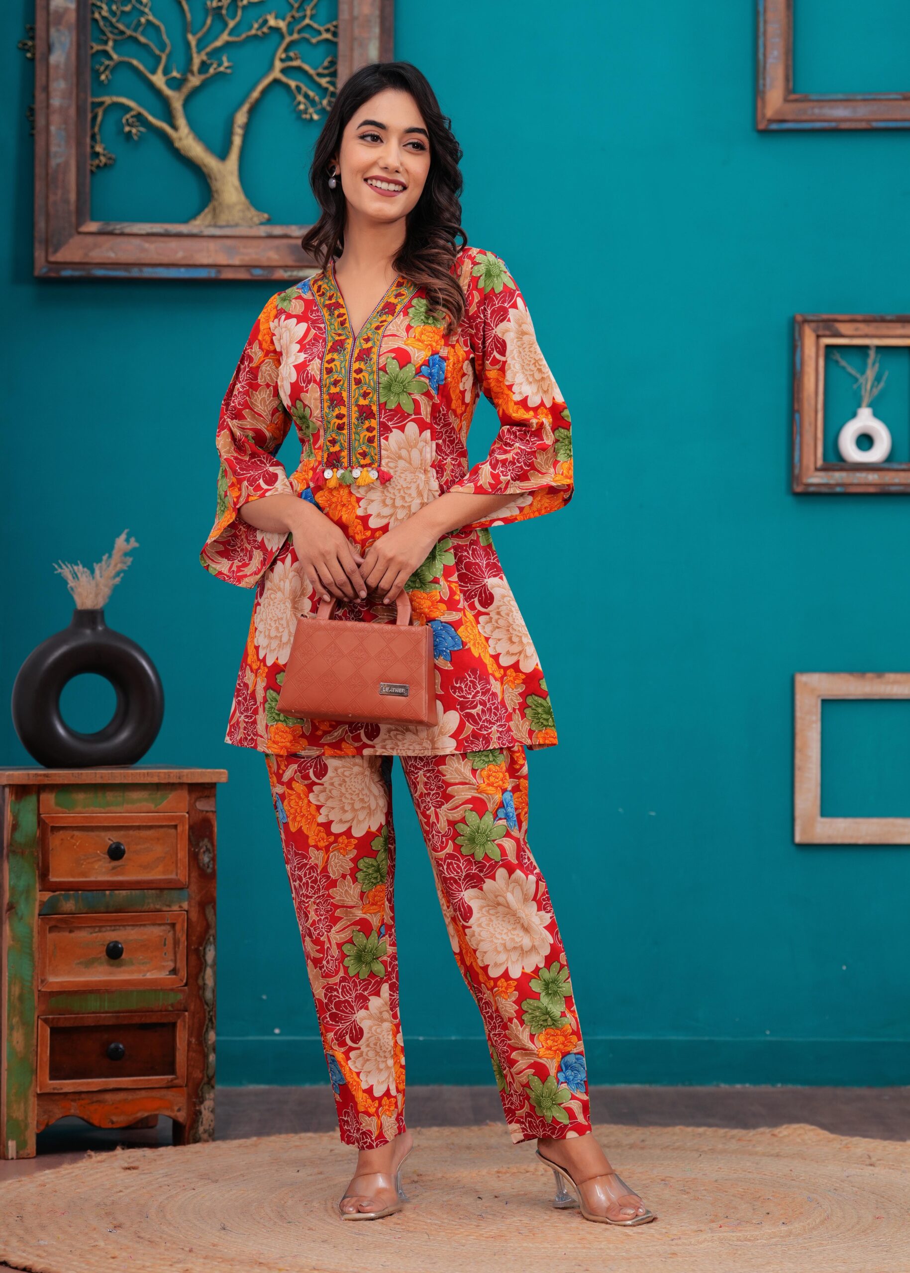 Red Floral Printed Co-Ord set