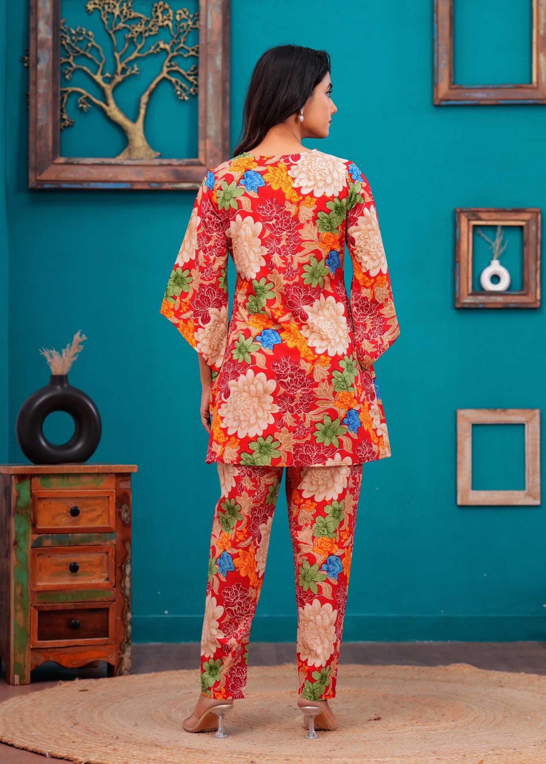 Red Floral Printed Co-Ord set - Image 5