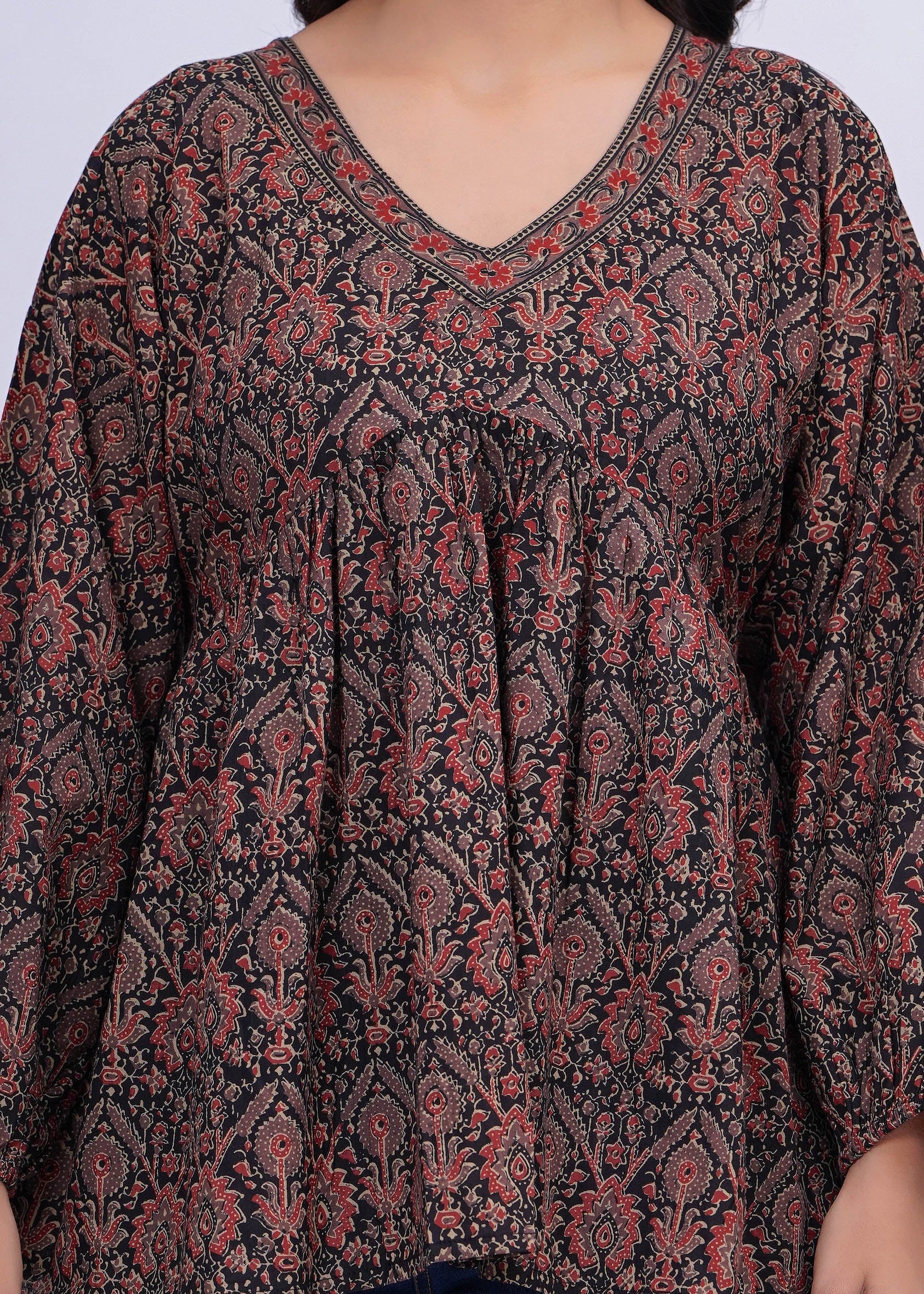 Black Ethnic Printed Peplum Tunic - Image 3