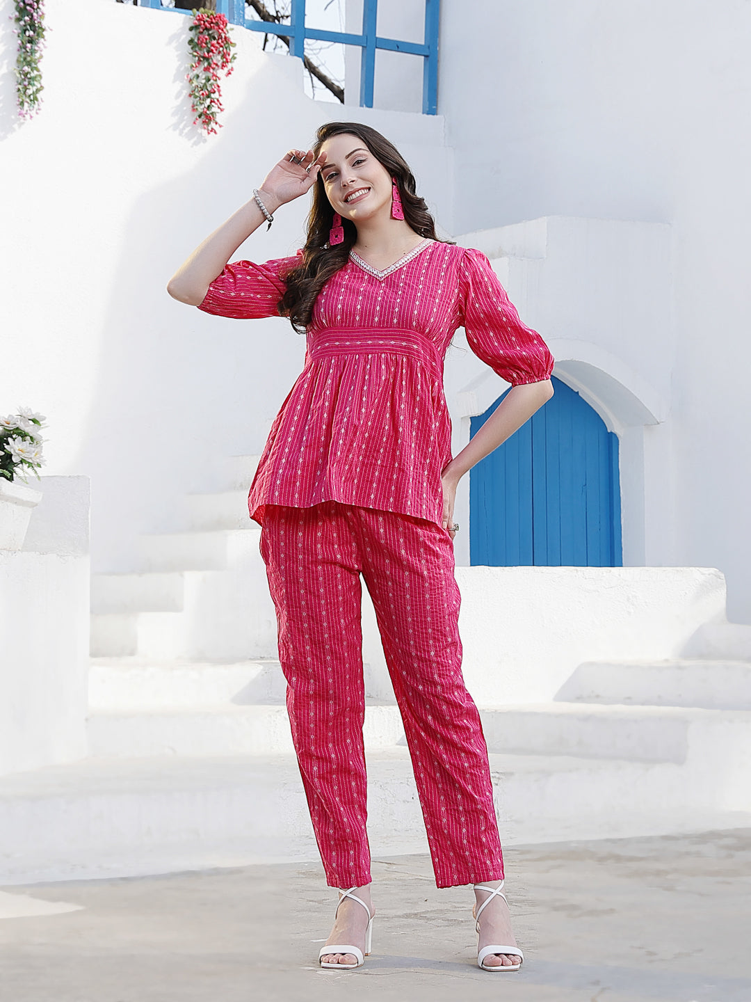 Woven Design Cotton Co-Ord Set - Image 2