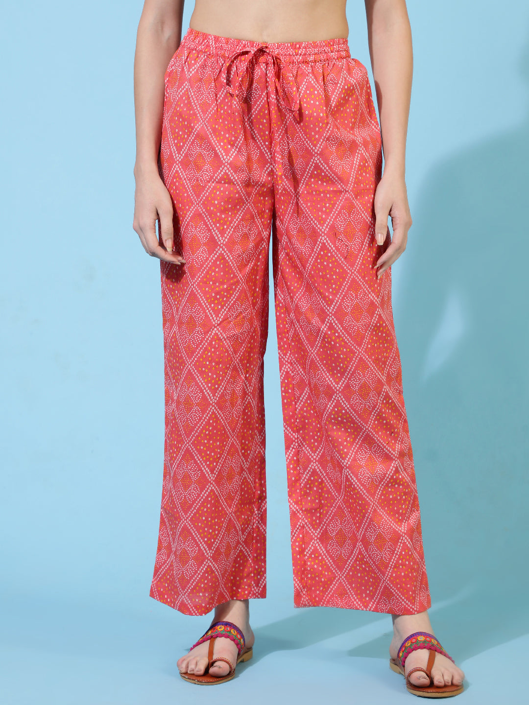 Cotton Calf Length Printed Flared 3/4 Sleeves V-Neck Kurta Bottom Dupatta Set - Image 9