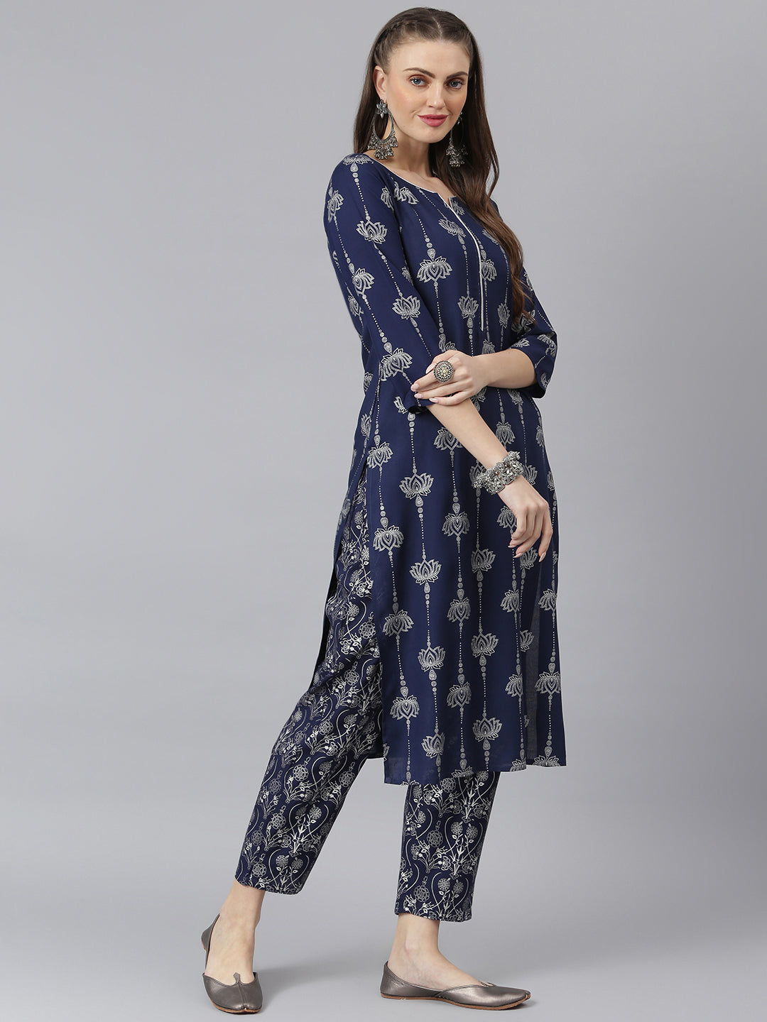 Women Floral Print Rayon Straight Kurta Pant Set - Image 6