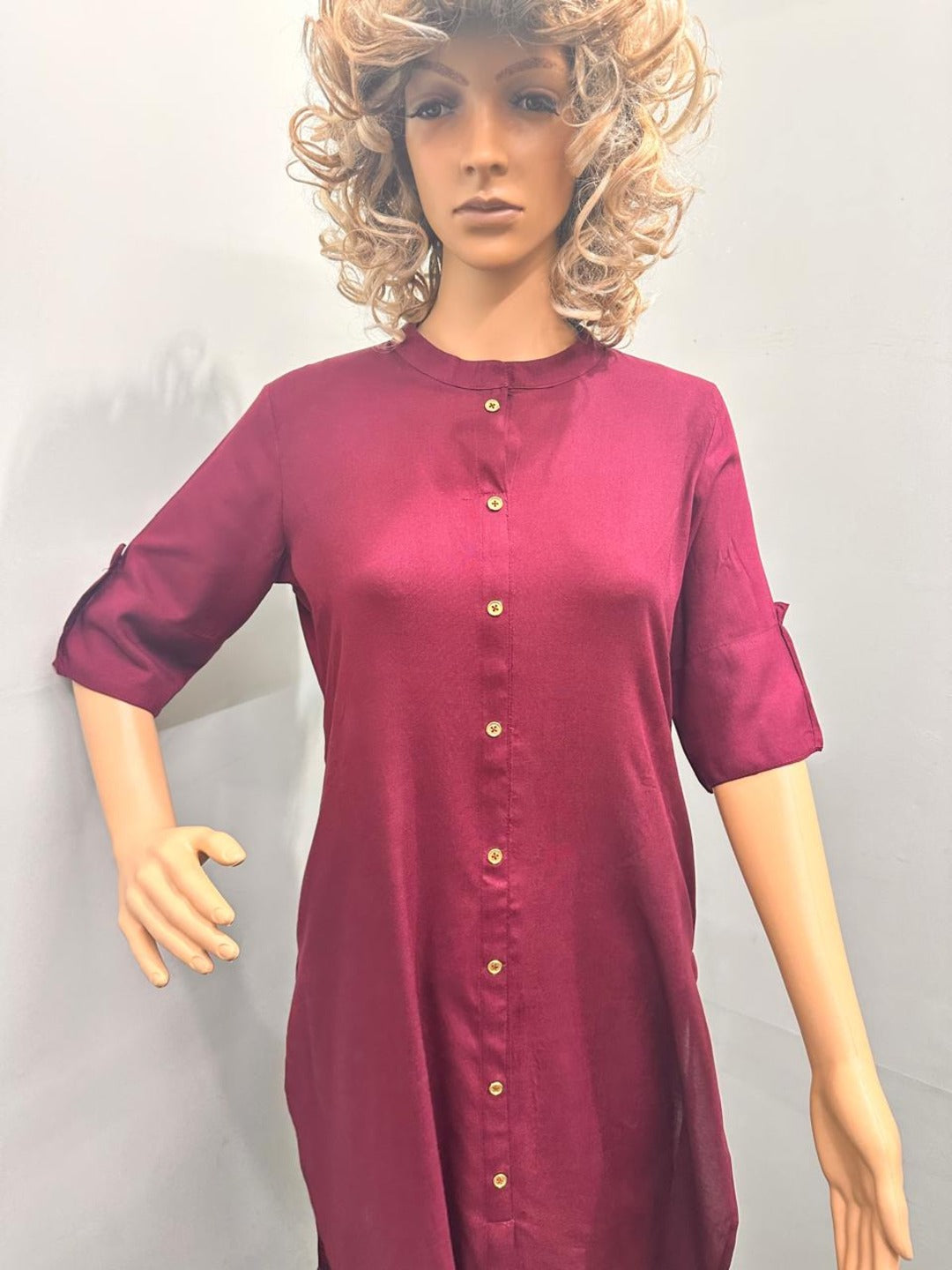 Maroon Plain Kurti - Image 2