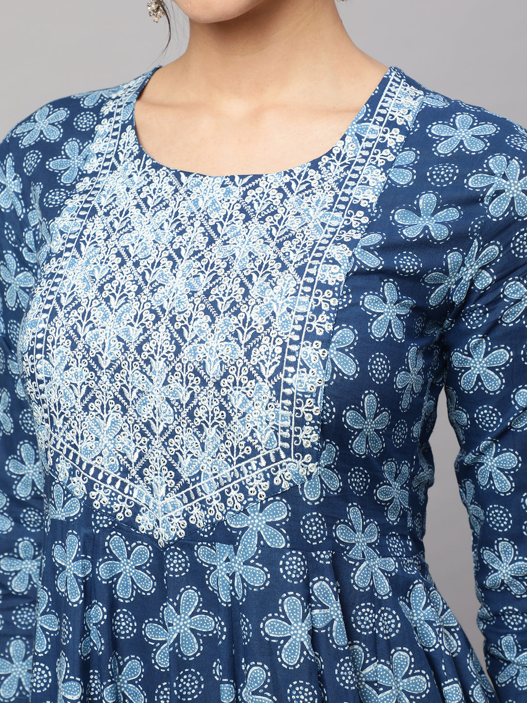 Printed Pure Cotton embroidery Ethnic Dress - Image 7