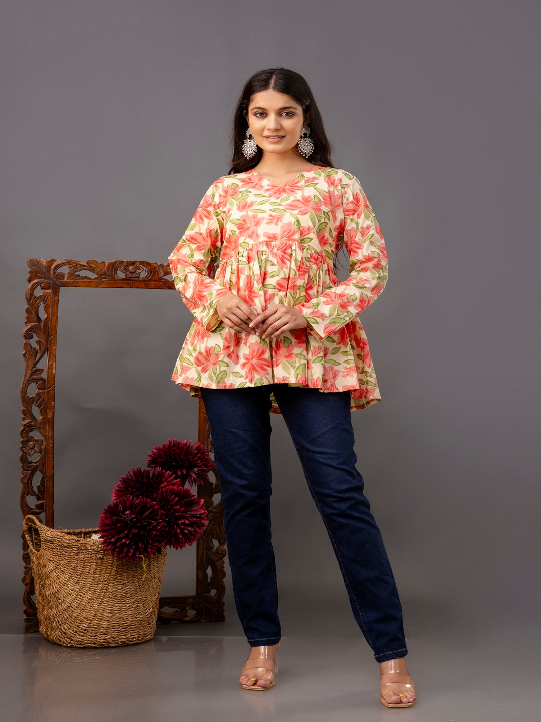 Printed Full-Length Sleeves Regular Pure Cotton Top - Image 5