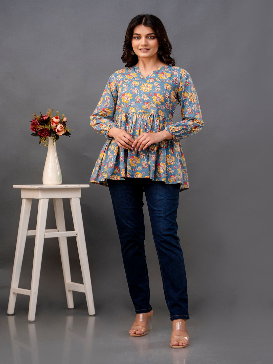 Printed 3/4 Sleeves Regular Pure Cotton Top - Image 5
