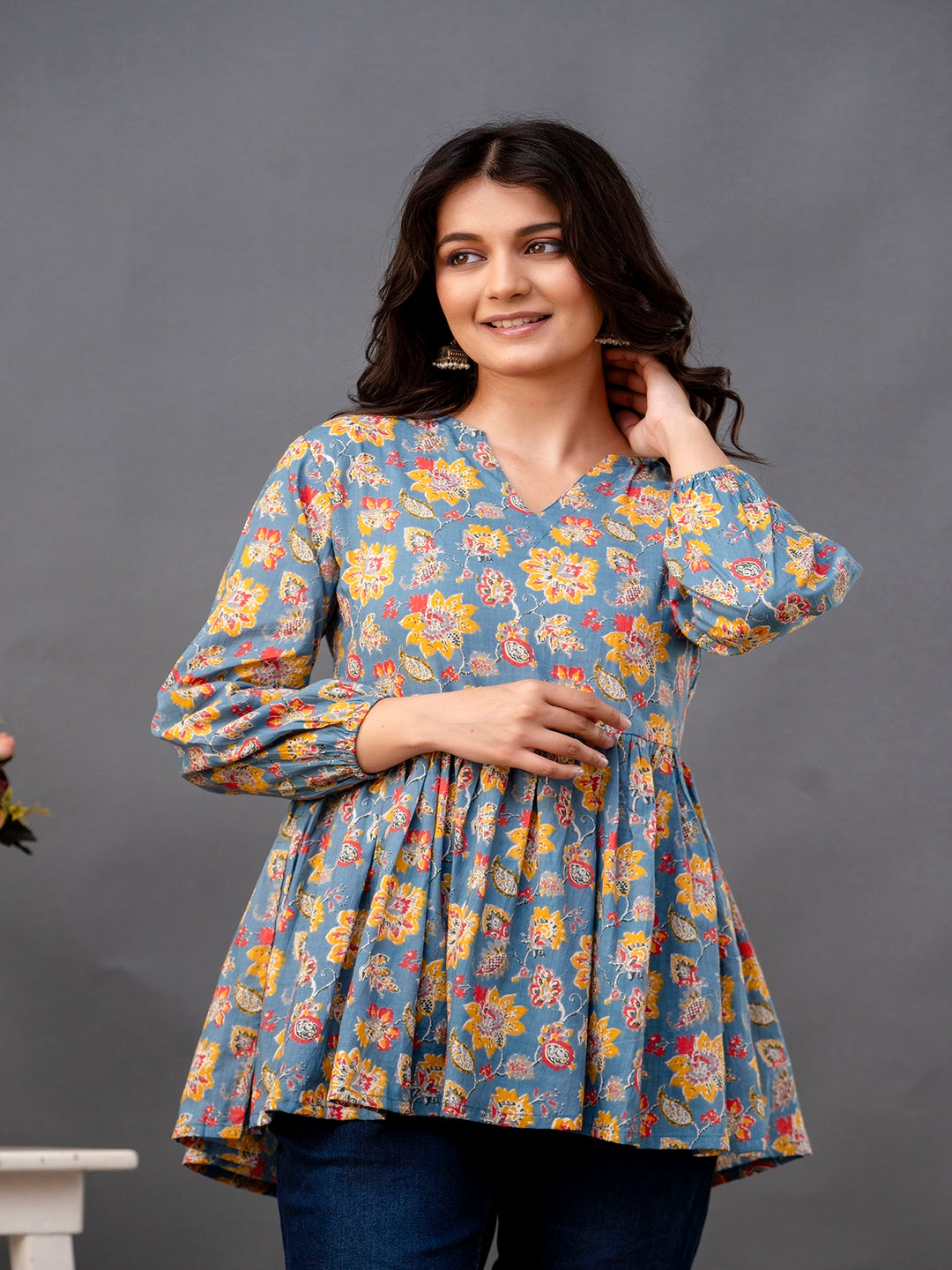 Printed 3/4 Sleeves Regular Pure Cotton Top - Image 6
