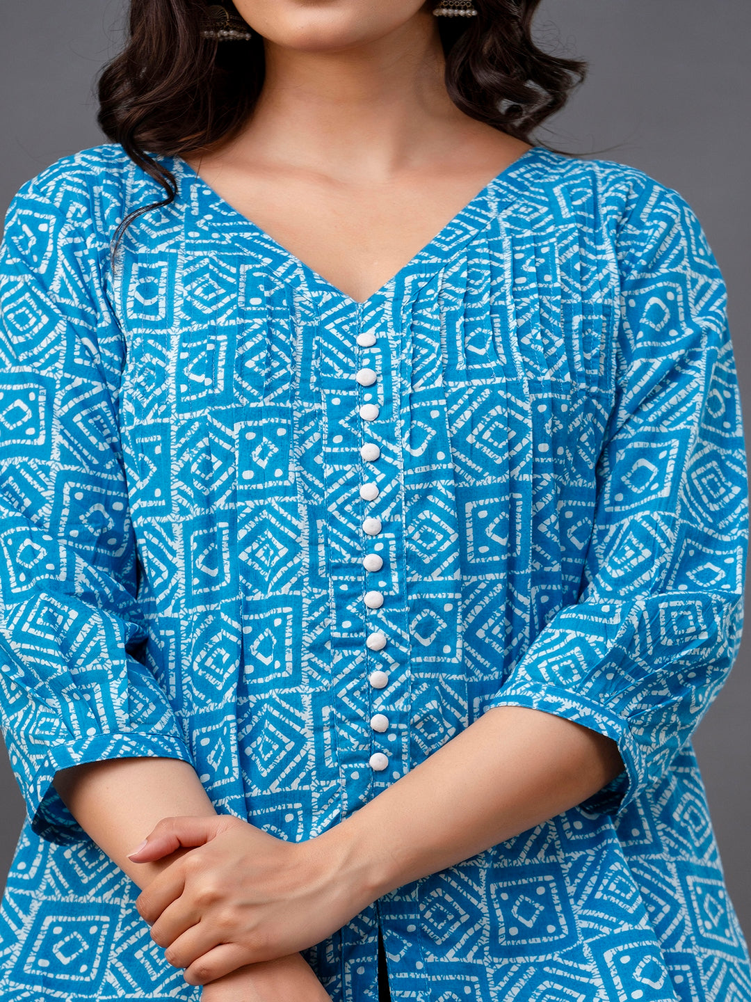 Printed 3/4 Sleeves Regular Pure Cotton Top - Image 7