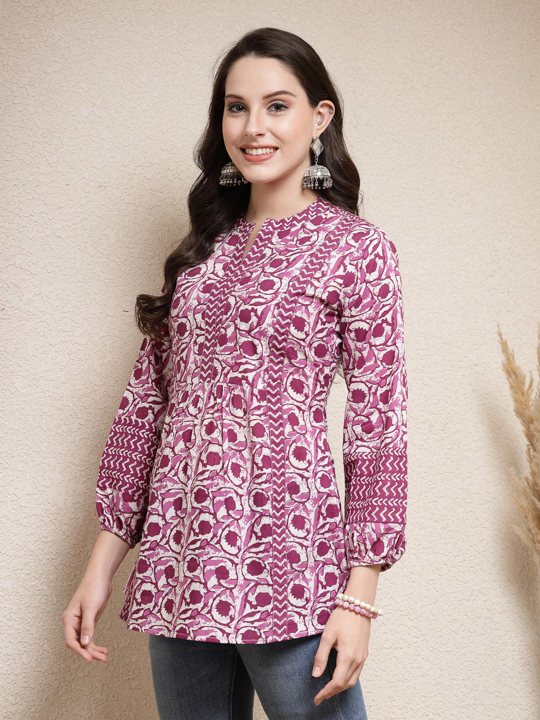 Floral Printed Cotton Empire Top - Image 7