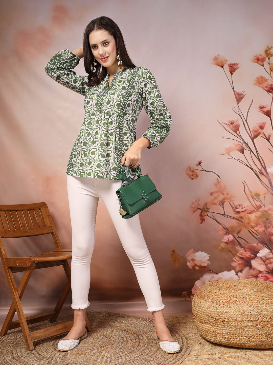 Floral Printed Cotton Top - Image 5