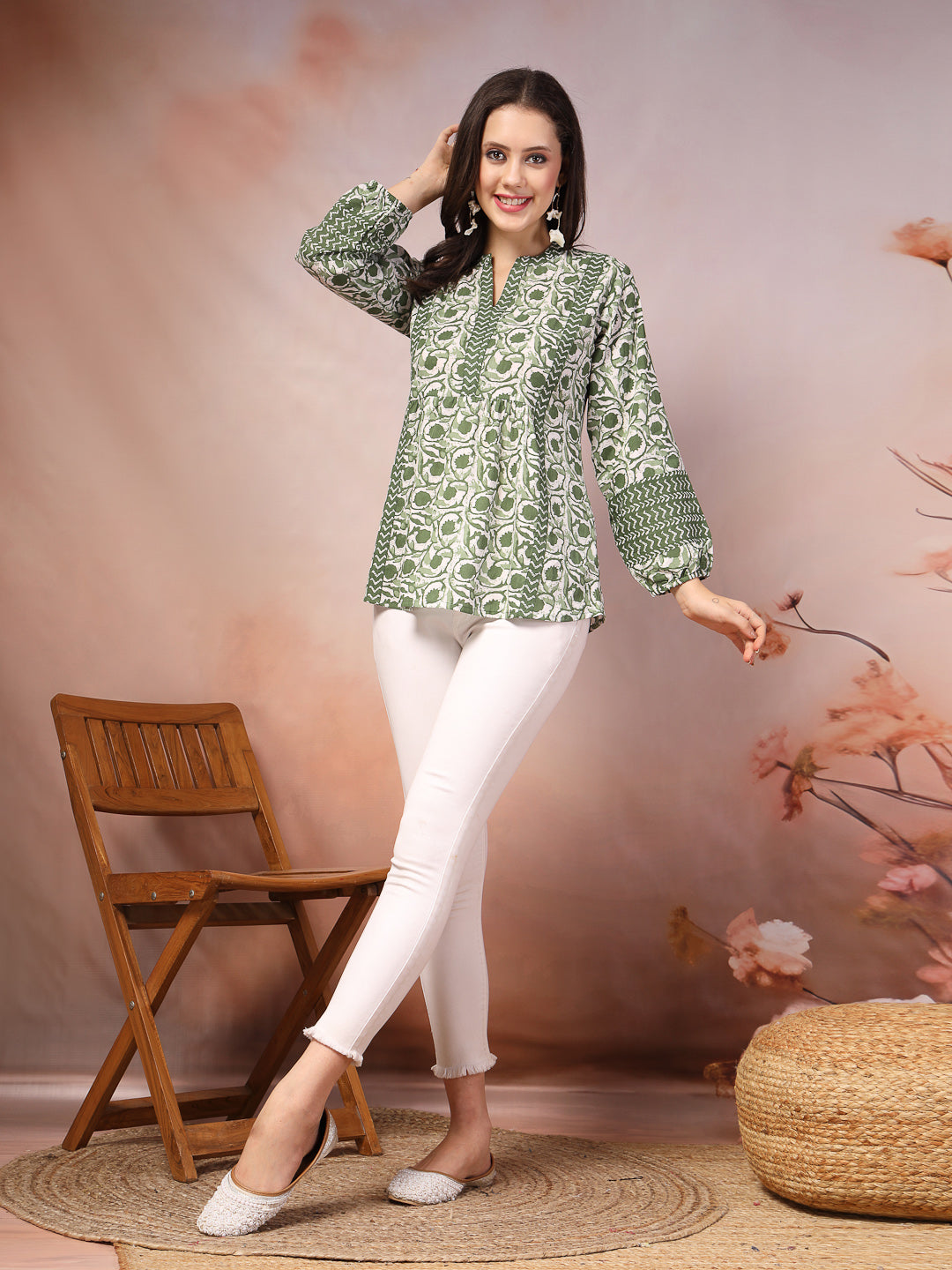Floral Printed Cotton Top - Image 6