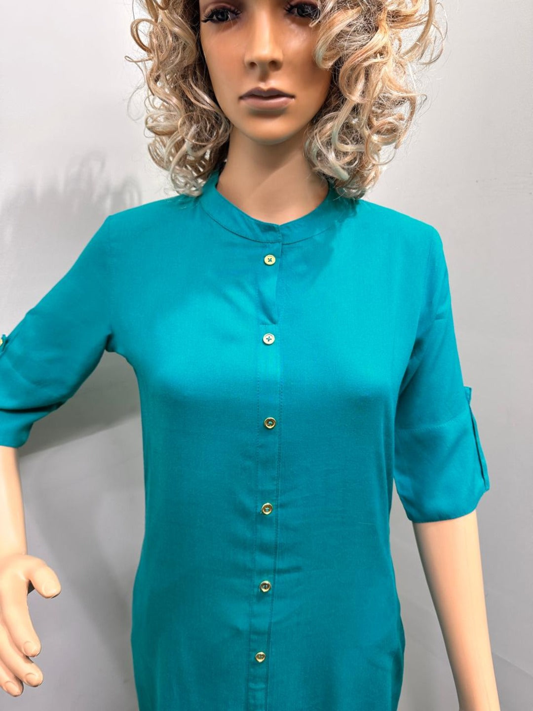 Sea green Plain Kurti - Image 2