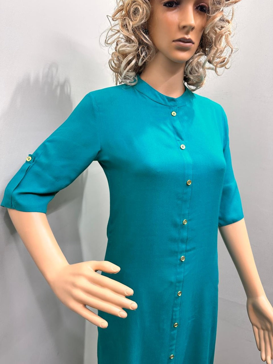 Sea green Plain Kurti - Image 3