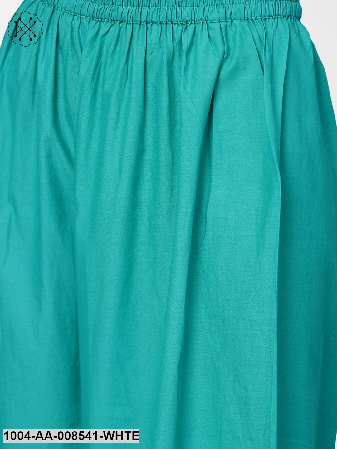 White Printed 3/4Th Sleeve Cotton Tops With Green Palazzo Set - Image 5