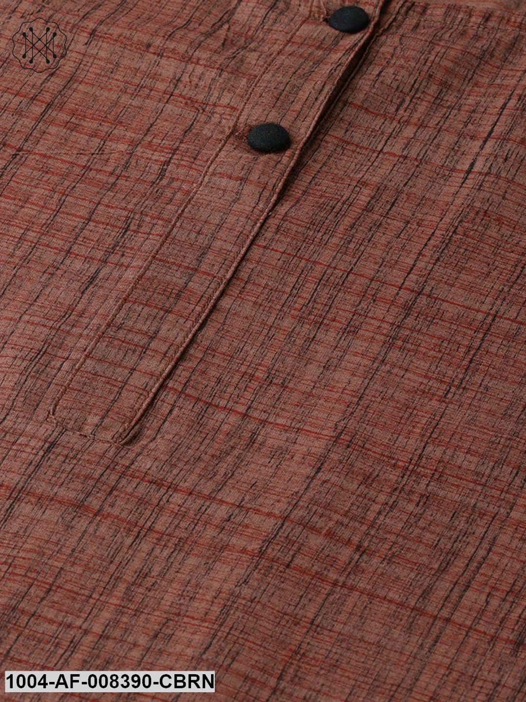 Coffee Brown Printed Half Sleeve Cotton Straight Kurta With Trouser - Image 5