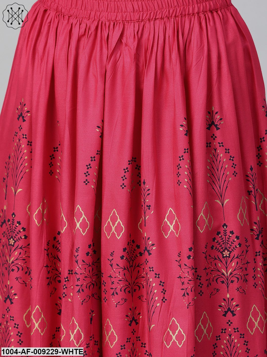 Women Blue & White Straight Paisley Printed Kurta And Skirt Set - Image 5