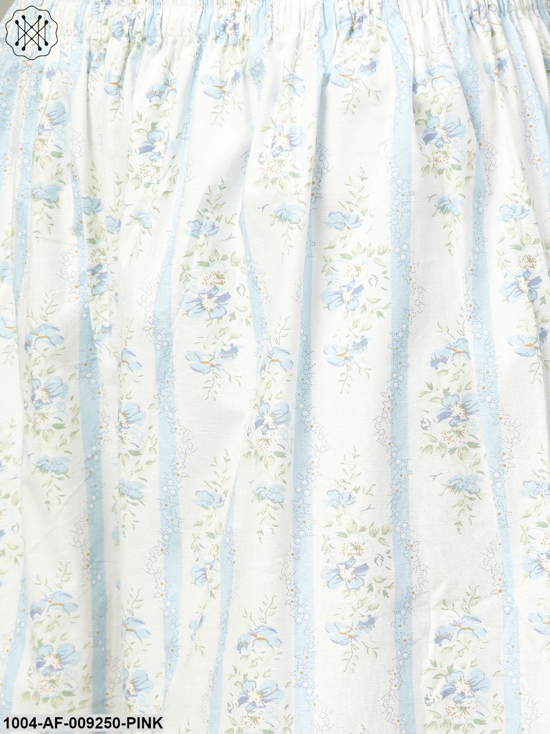 Women Blue & Pink Straight Floral Printed Kurta And Palazzos Set - Image 3