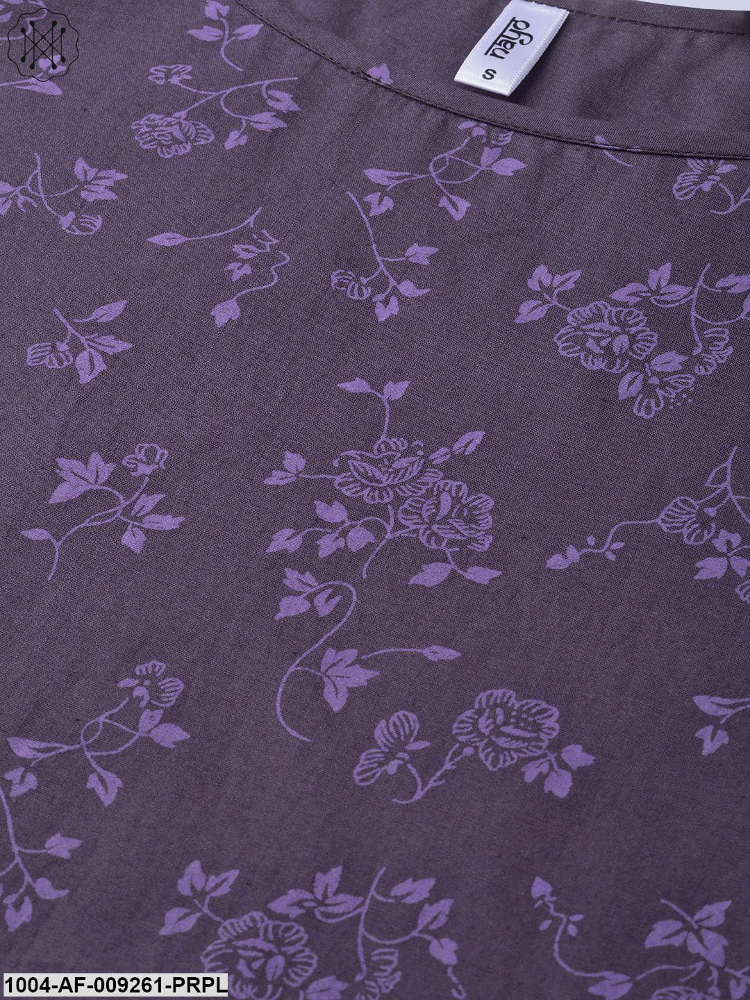 Women Purple &Straight Floral Printed Kurta And Skirt Set - Image 5