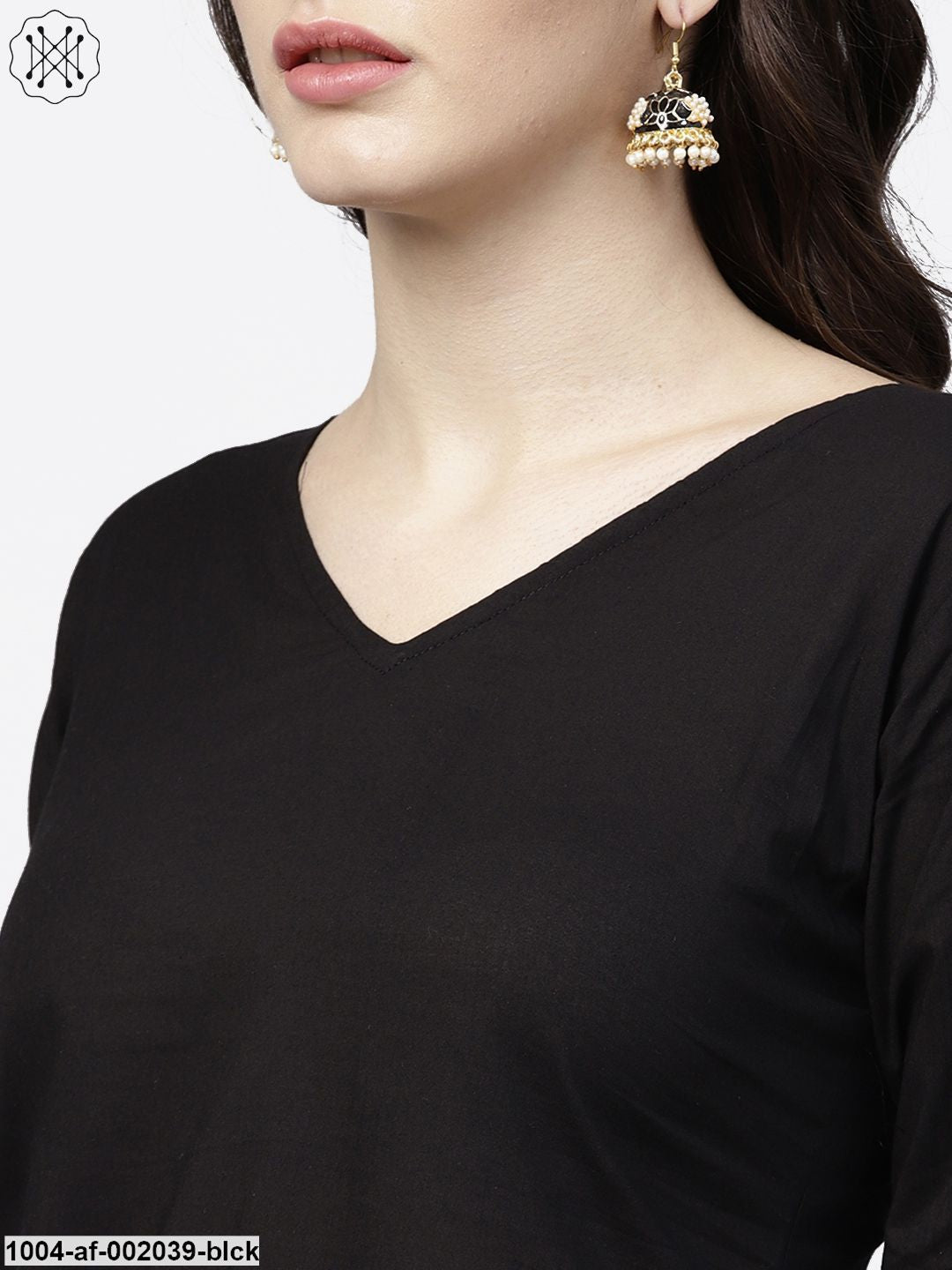 Black Kurta Set With Palazzos - Image 3