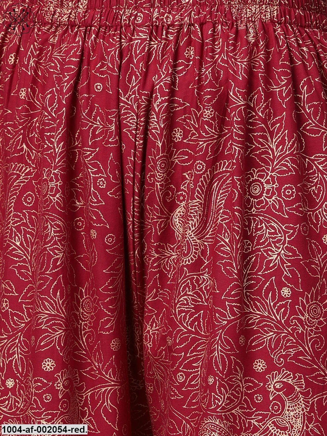 Red Printed Half Sleeve Cotton A-Line Kurta With Sharara - Image 4